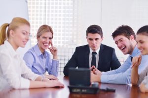 business people in a video meeting